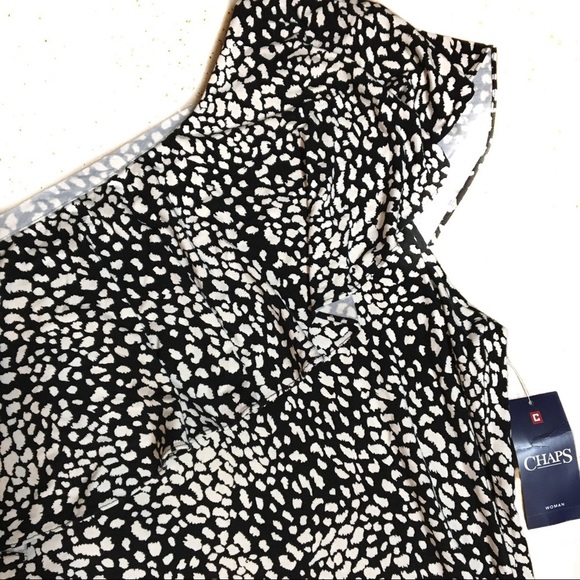 Chaps Hazy Night one shoulder black‎ top 3X NWT - Picture 3 of 7